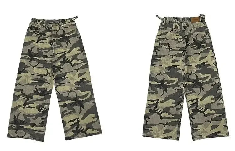 Vintage American Camouflage Straight-Leg Jeans | Camo Colors
