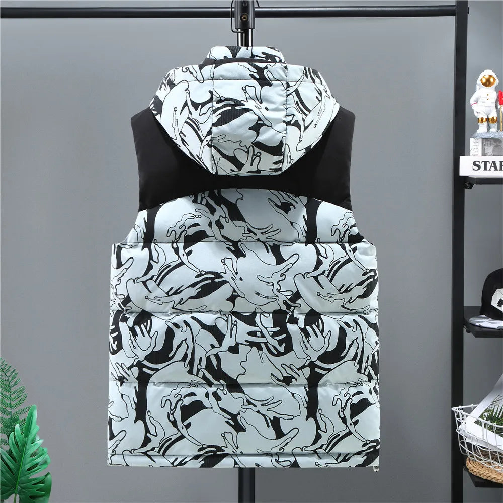 Men's Winter Camouflage Vest – Warm Hooded Sleeveless Jacket | Camo Colors