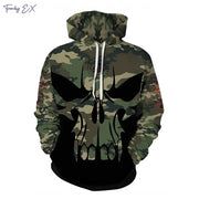 3D Skull Print Hoodie – Y2K Street Punk Pullover | Camo Colors