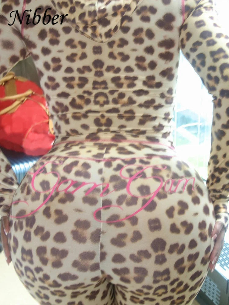 Women's Crop Hoodie & Flared Pants | Leopard Print Set | Camo Colors