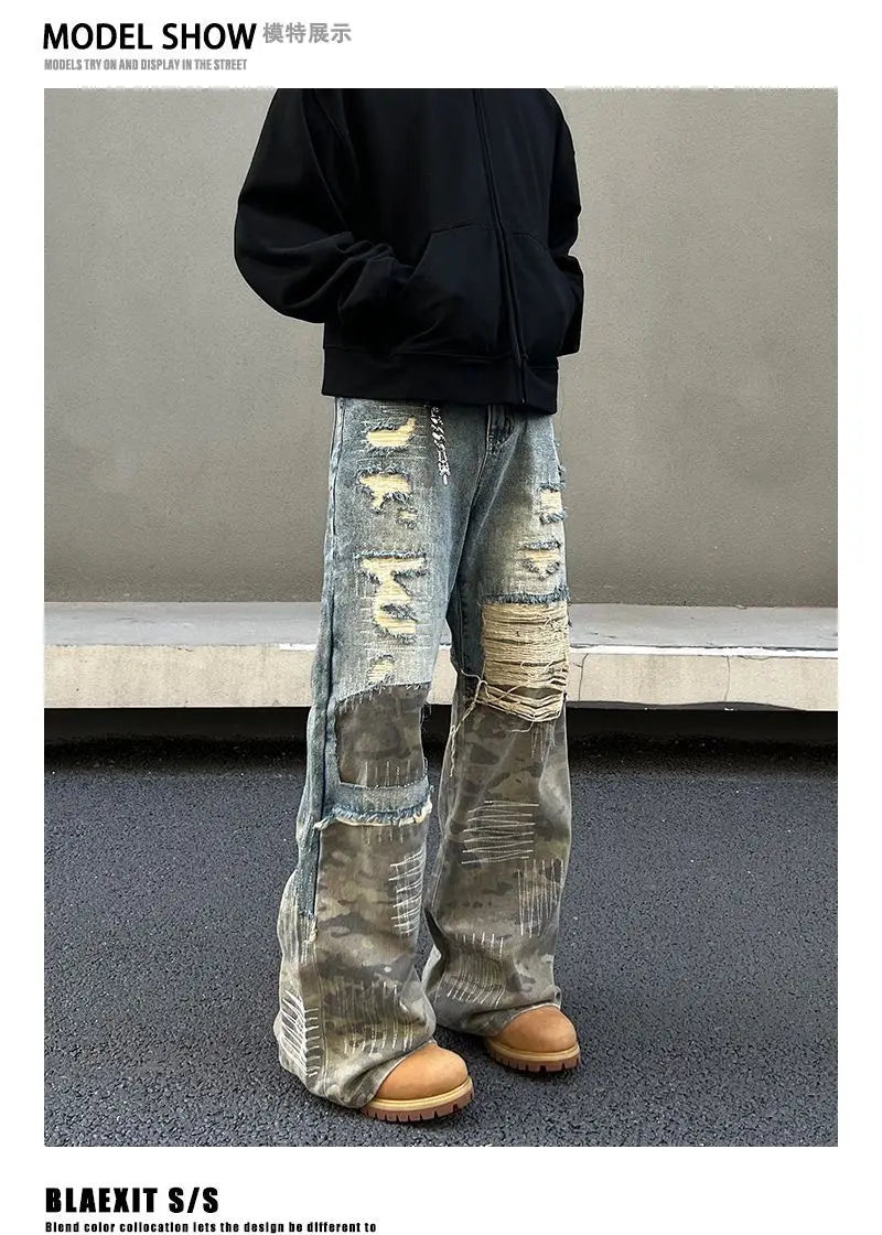 American High Street Washed Straight-Leg Jeans | Camo Colors