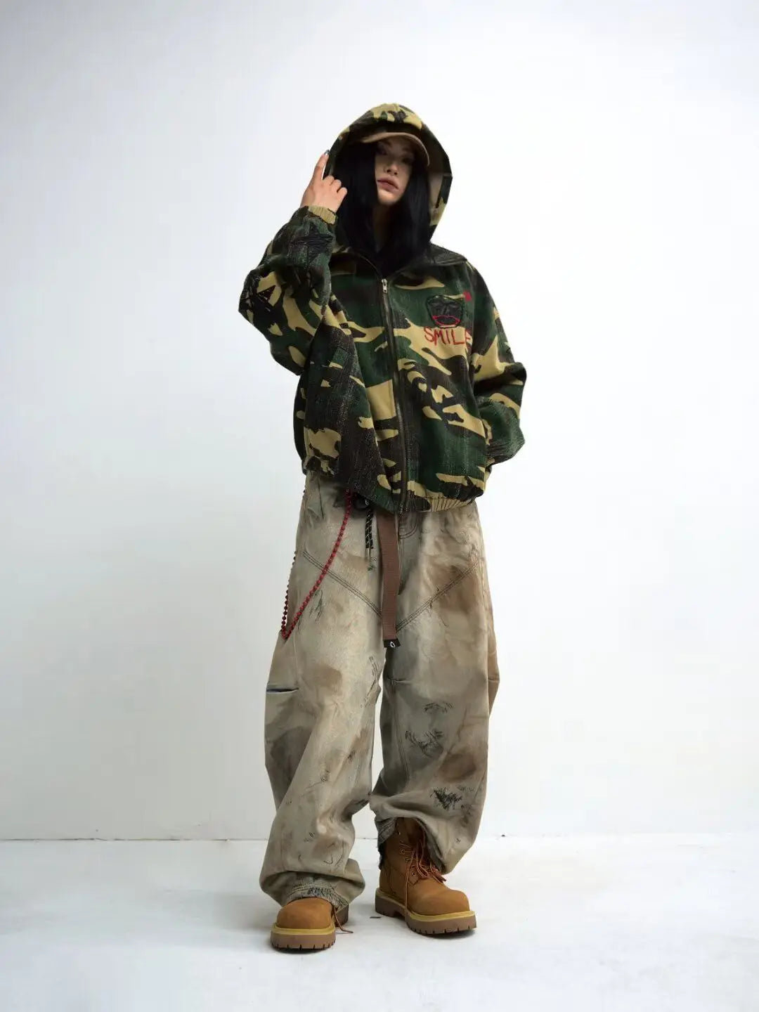 High Street Tie-Dye Distressed Jeans – Hip-Hop Retro Style | Camo Colors