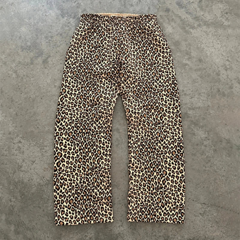 Y2K Streetwear Leopard Print Hoodie – Men's Oversized Pullover | Camo Colors