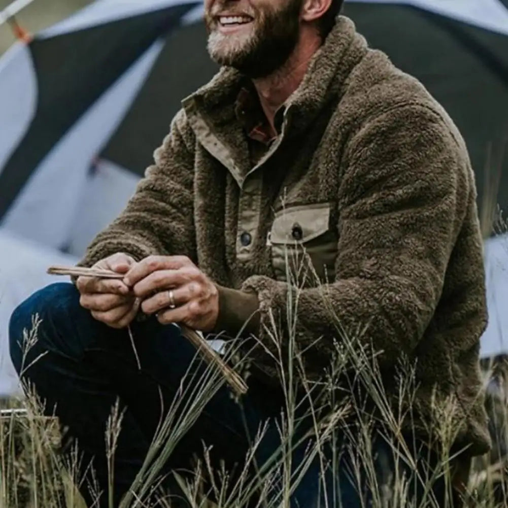 Men's Plush Sweatshirt with Pockets – Warm & Windproof | Camo Colors