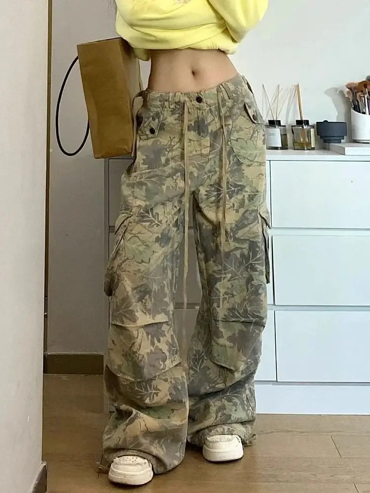 Vintage Y2K Camouflage Cargo Pants – Hip Hop Wide Leg Streetwear | Camo Colors