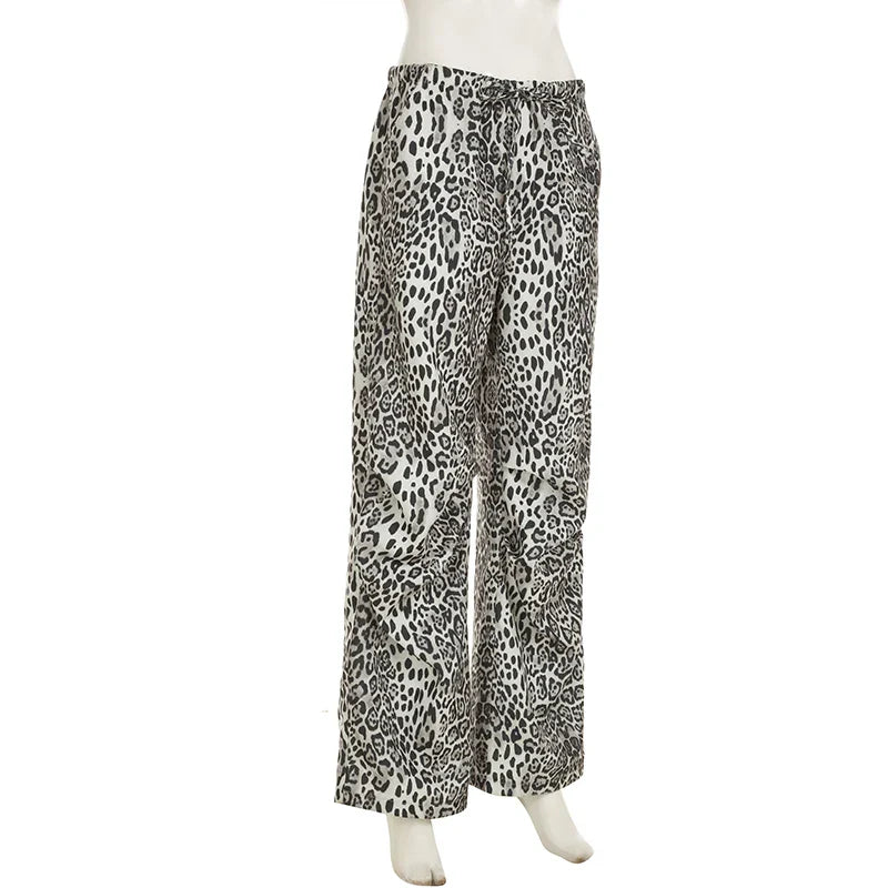 Women's Grey Leopard Print Cargo Pants | Vintage Y2K Style | Camo Colors