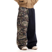 Men’s Vintage Camouflage Spliced Wide-Leg Cargo Pants | Camo Colors