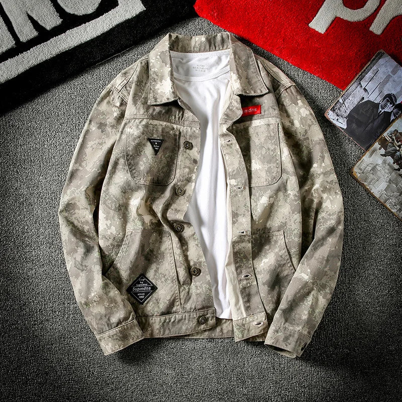 Men’s Loose Camo Denim Jacket – Casual Streetwear Coat | Camo Colors