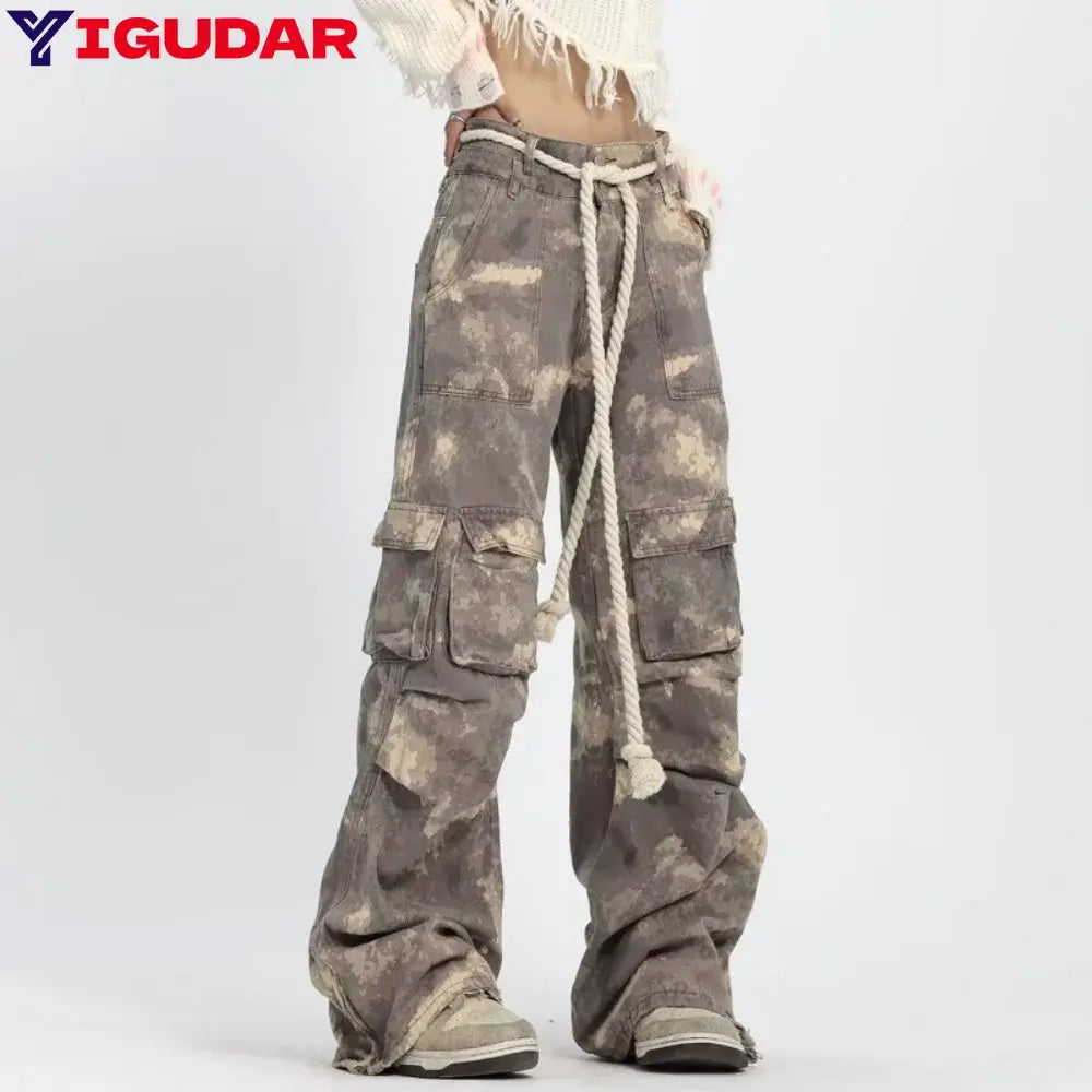 Autumn Camouflage Baggy Overalls with Drawstring Waist | Camo Colors