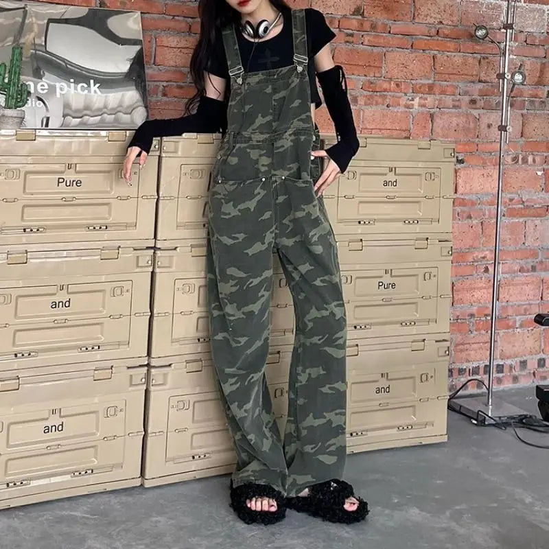Women’s Camouflage High-Waisted Braces Jumpsuit | Camo Colors