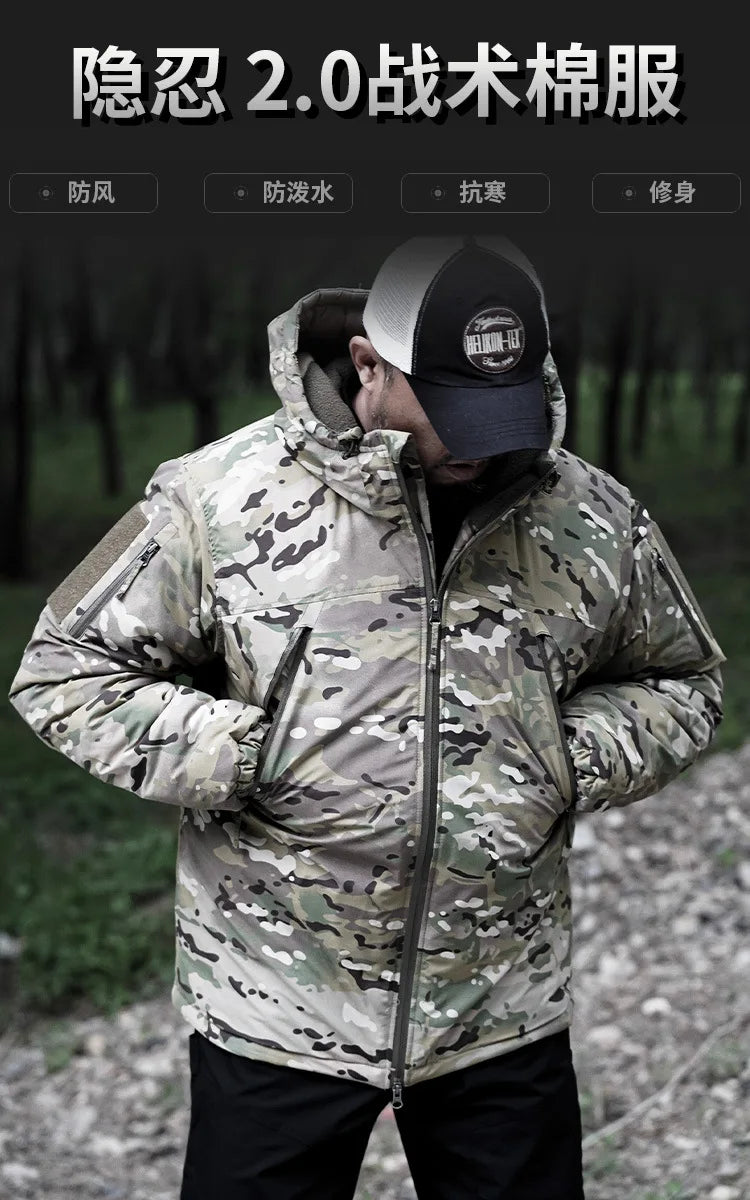 Men's Winter Hunting Jacket: Heavyweight Cotton, Windproof Camo Camo Colors