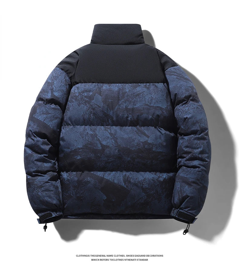 Men's Hip-Hop Camo Jacket: Windproof, Padded Stand Collar Parka Camo Colors
