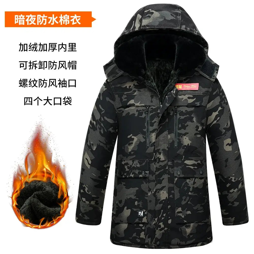 Men's Winter Camo Long Parka | Hooded Military Tactical Down Coat Camo Colors