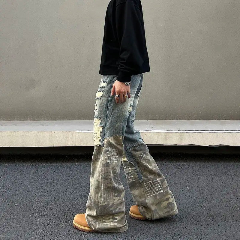 American High Street Washed Straight-Leg Jeans | Camo Colors