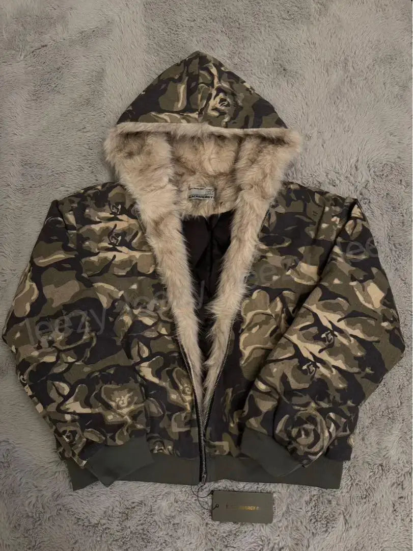 Women's Camouflage Bomber Jacket with Faux Fur Hood | Camo Colors