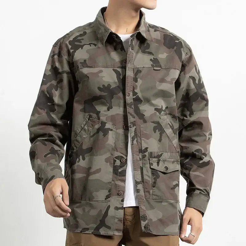 Autumn Men's Camouflage Military Shirt – Relaxed Fit Tactical Work Top | Camo Colors