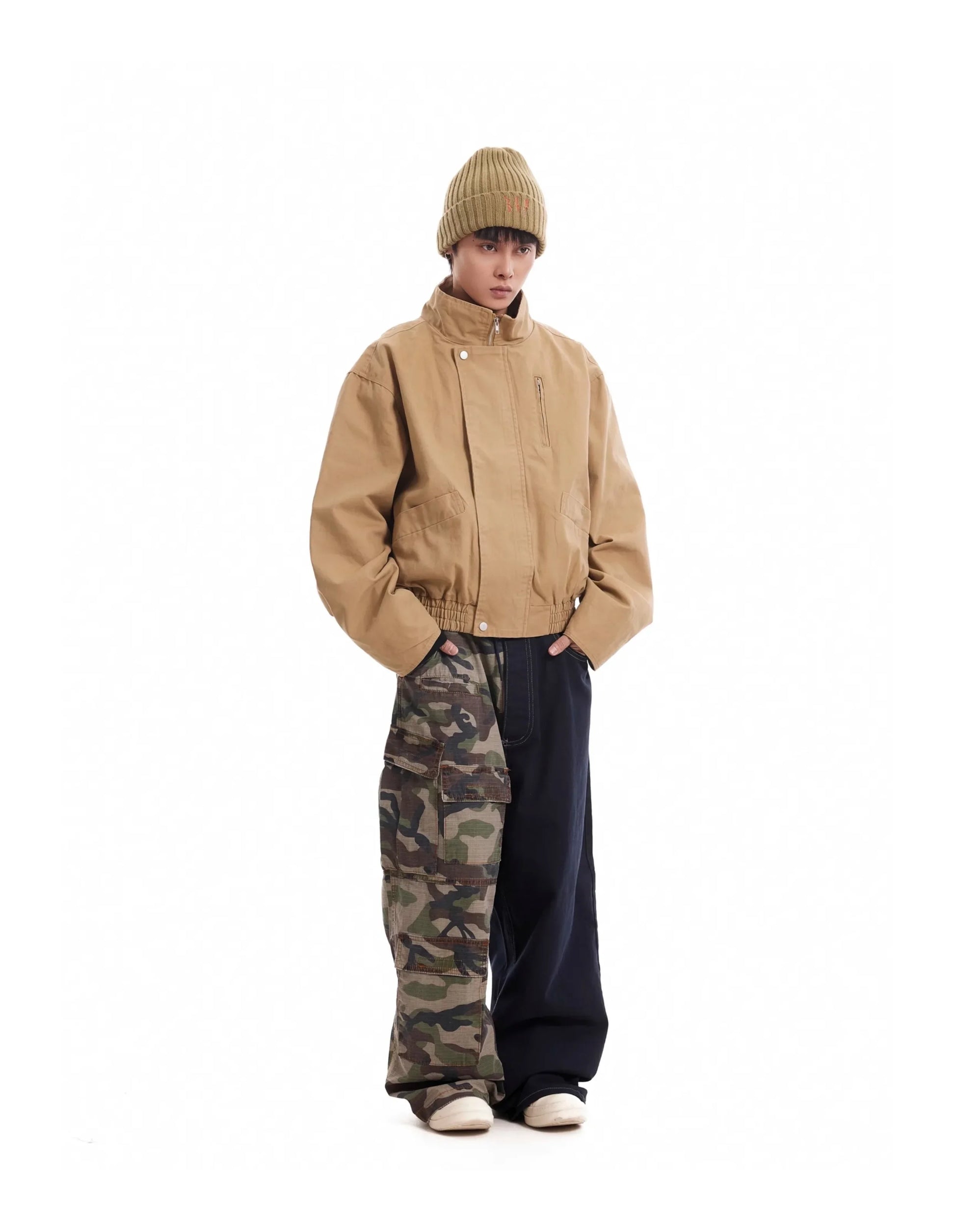 Men’s Vintage Camouflage Spliced Wide-Leg Cargo Pants | Camo Colors