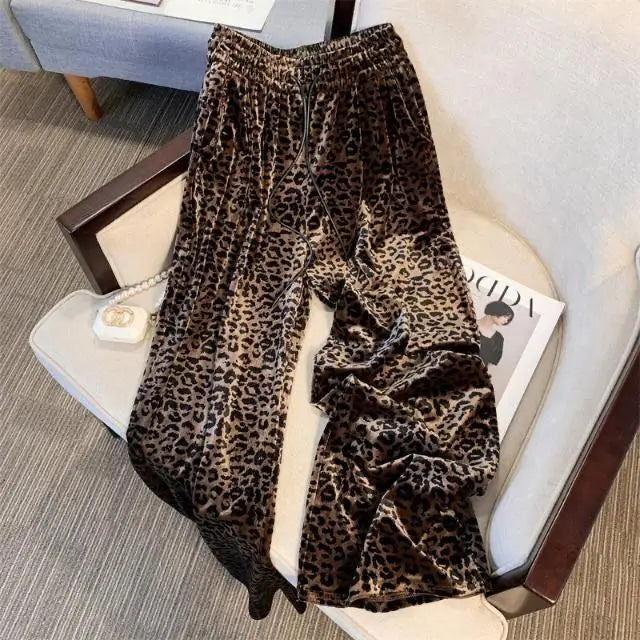 High Waist Leopard Print Wide Leg Pants for Women – Y2K | Camo Colors