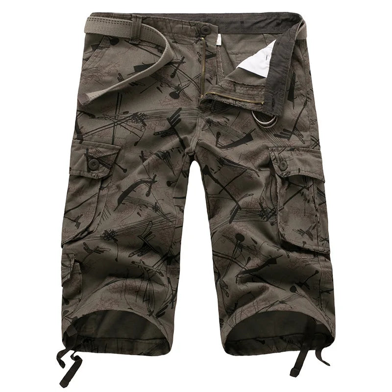 Camouflage Cotton Cargo Shorts for Men – Summer Casual Military-Style | Camo Colors
