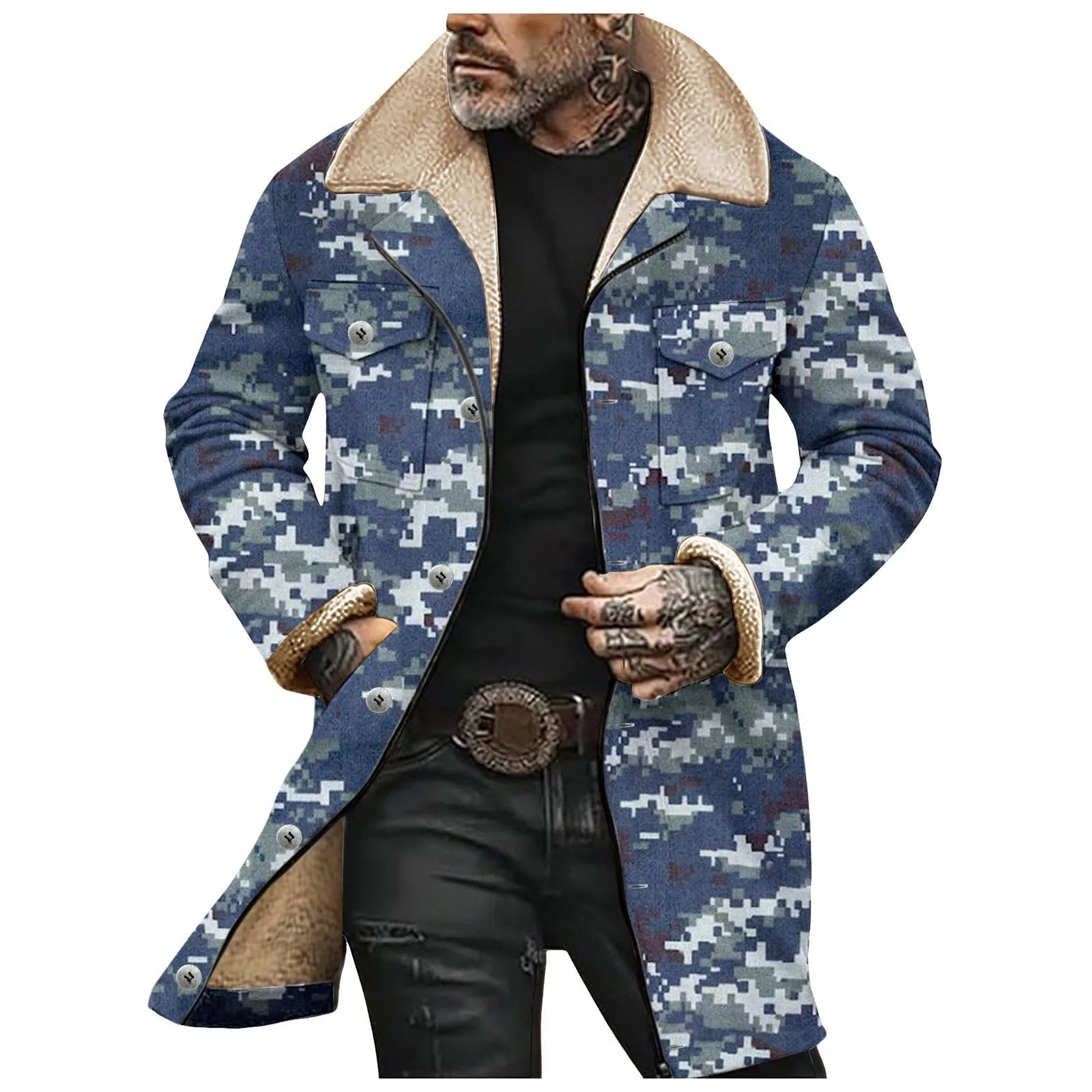 Men’s 3D Printed Vintage Military Jacket | Camo Colors