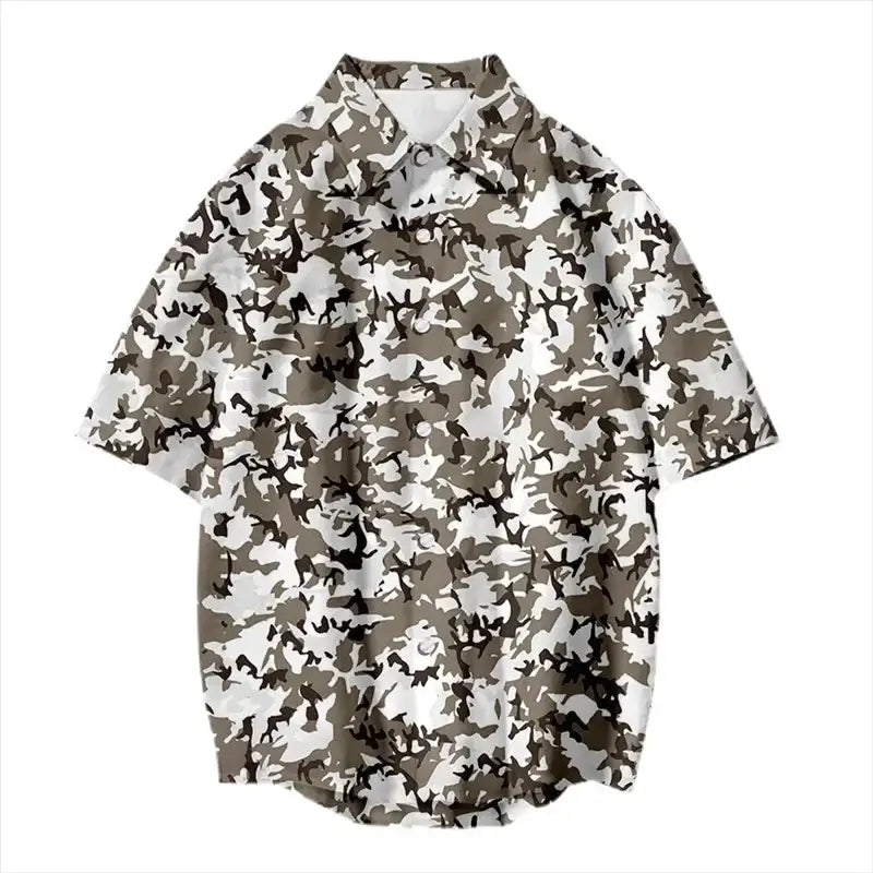 Vintage Camouflage 3D Print Hawaiian Shirt – Casual Streetwear | Camo Colors