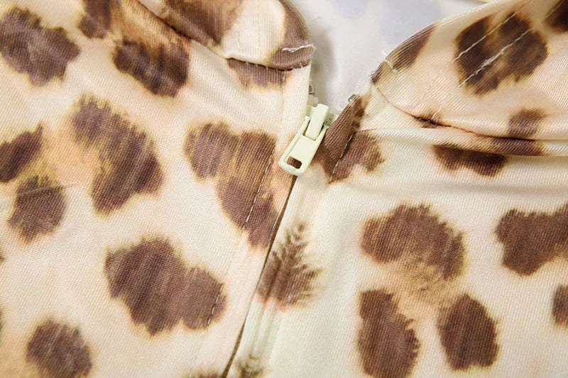 Leopard Letter Print 2-Piece Tracksuit – Crop Hoodie & Flare Pants | Camo Colors