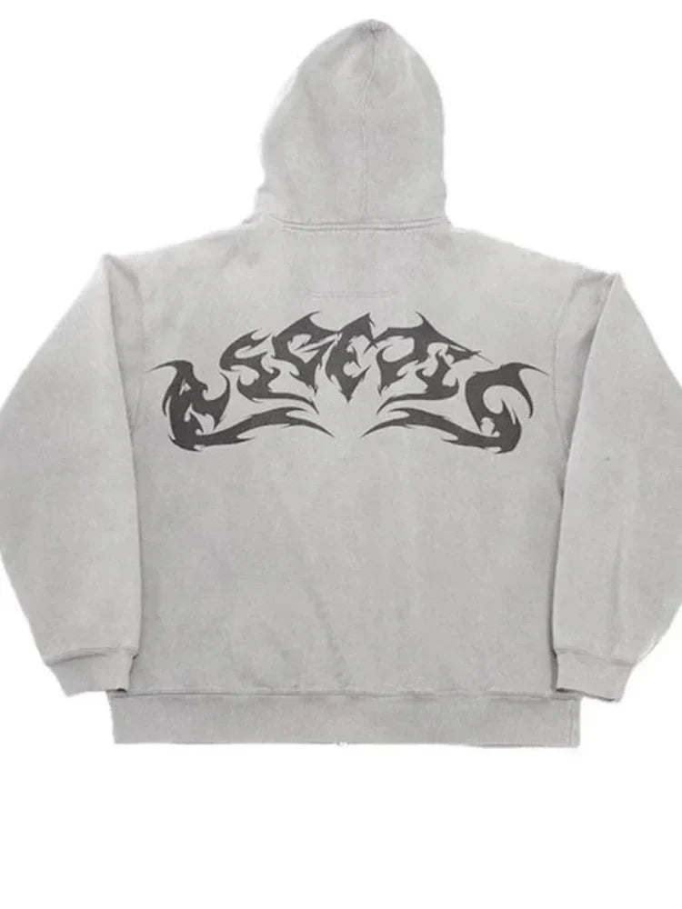 Gothic Y2K Zip-Up Hoodie | Retro Punk Streetwear for Women | Camo Colors