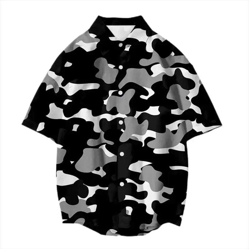 Vintage Camouflage 3D Print Hawaiian Shirt – Casual Streetwear | Camo Colors