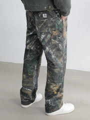 Retro Camo Workwear Pants with Straight Legs | Camo Colors