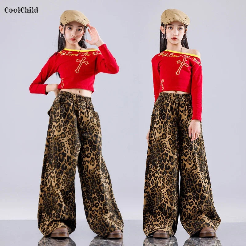 Girls' Hip-Hop Crop Top Camouflage Cargo Pants – Streetwear Style | Camo Colors