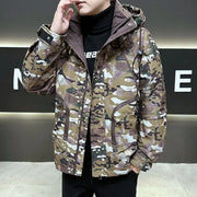 Men's Camouflage Hooded Down Jacket | White Duck Down Puffer Camo Colors