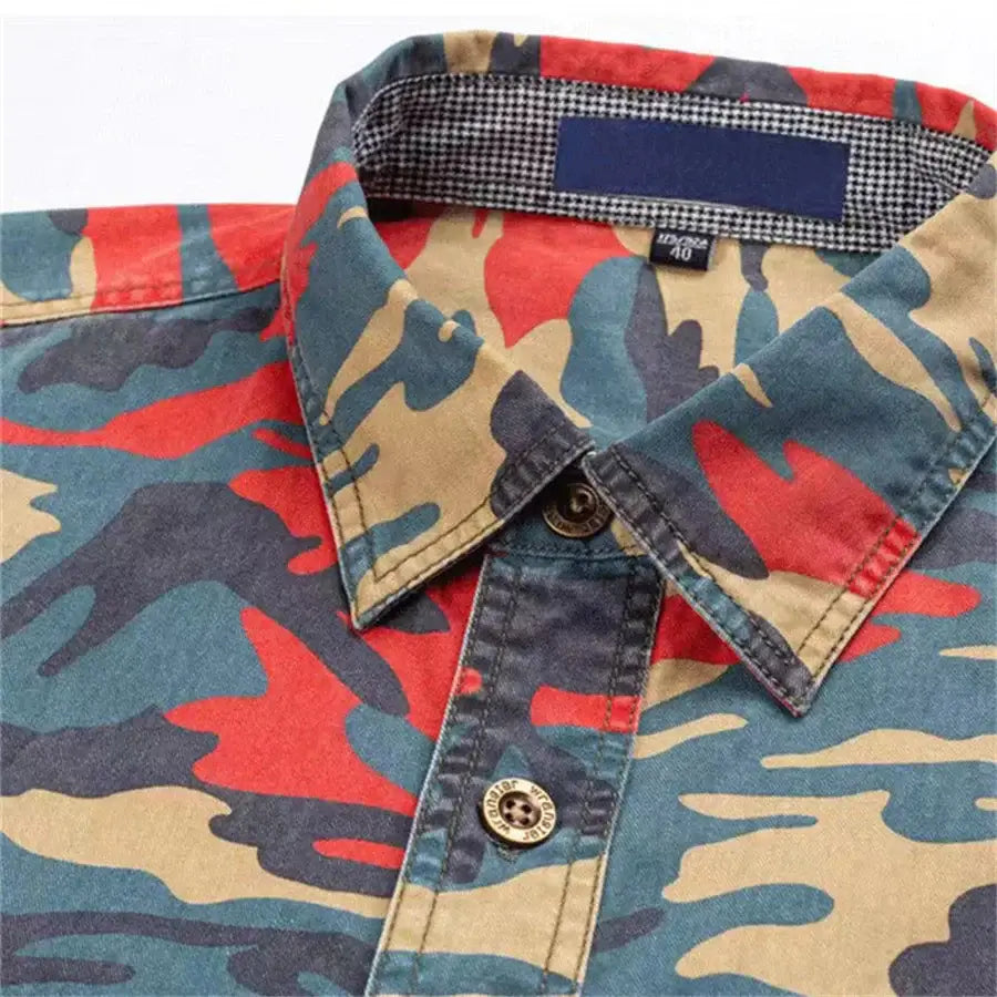 Camouflage Cotton Shirt for Men – Casual Outdoor Climbing Top | Camo Colors