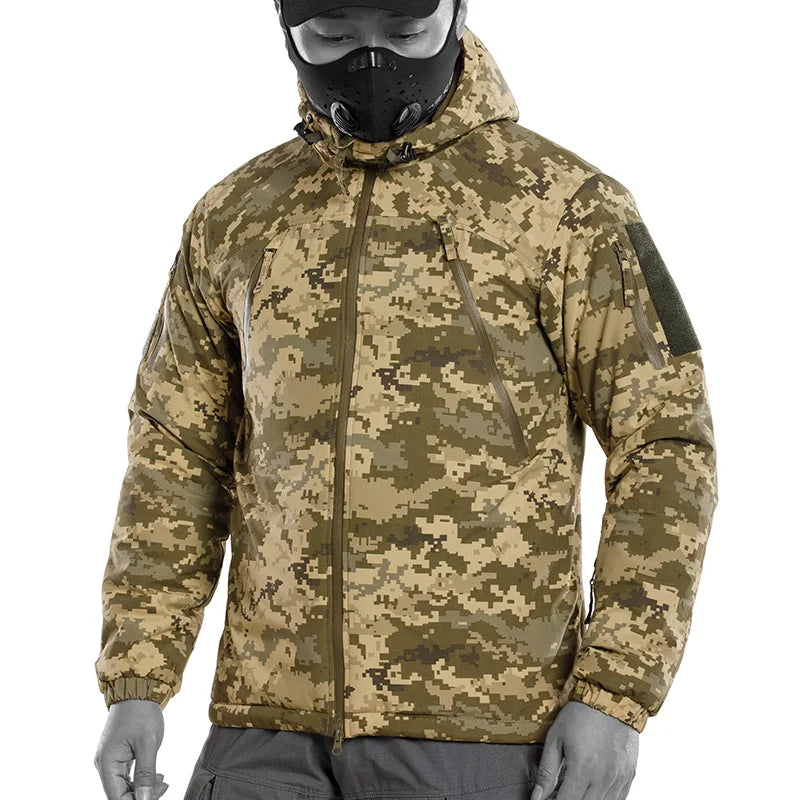 Men's Winter Hunting Jacket: Heavyweight Cotton, Windproof Camo Camo Colors