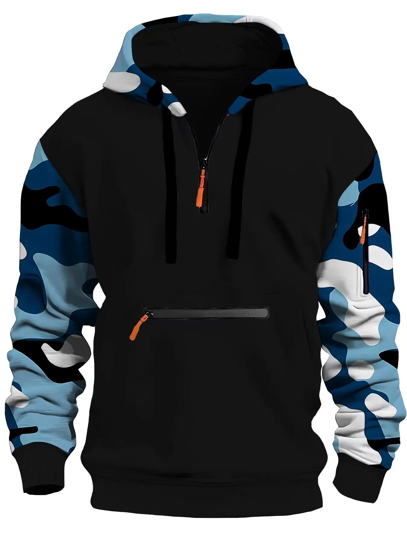 Men's Camouflage Arm Zipper Hoodie – Trendy & Warm | Camo Colors