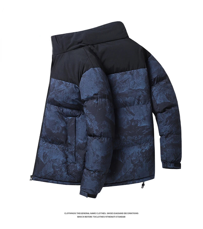 Men's Hip-Hop Camo Jacket: Windproof, Padded Stand Collar Parka Camo Colors