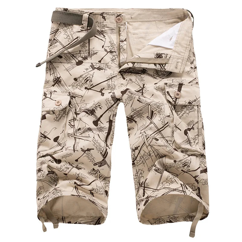 Camouflage Cotton Cargo Shorts for Men – Summer Casual Military-Style | Camo Colors