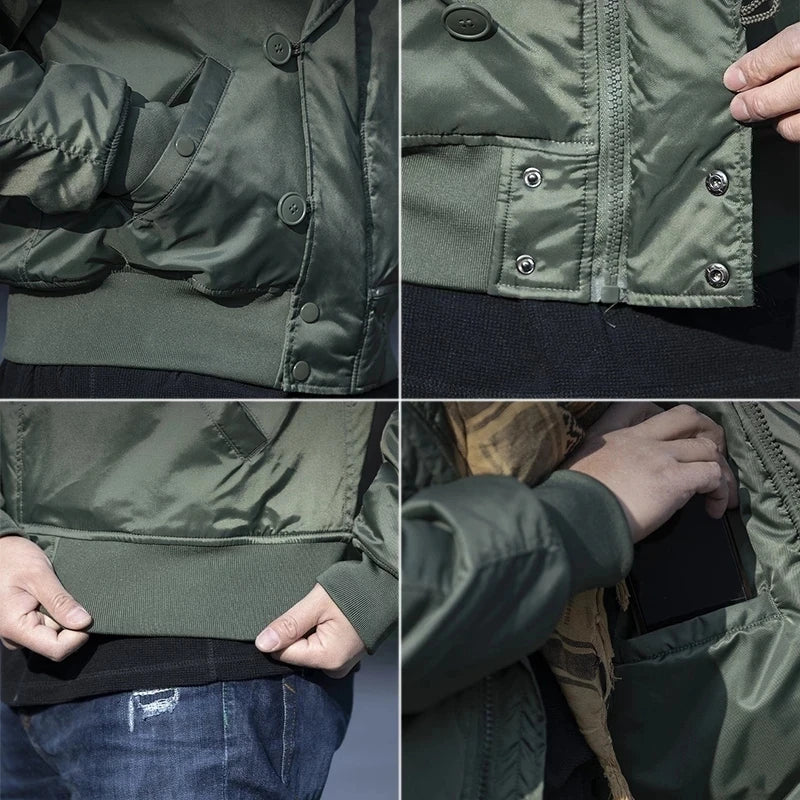 Men's Winter Bomber Jacket – Tactical Fur Hood Coat N2B | Camo Colors