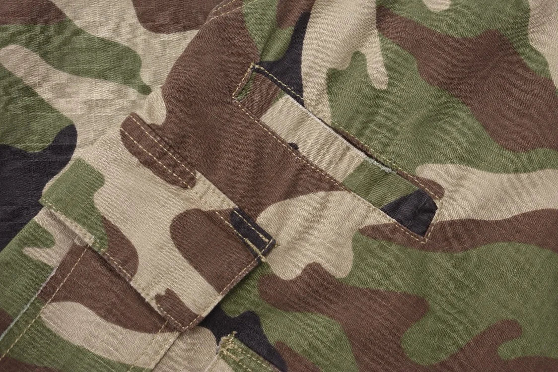 Men's Vintage Washed Camo Spliced Wide-Leg Jeans | Camo Colors