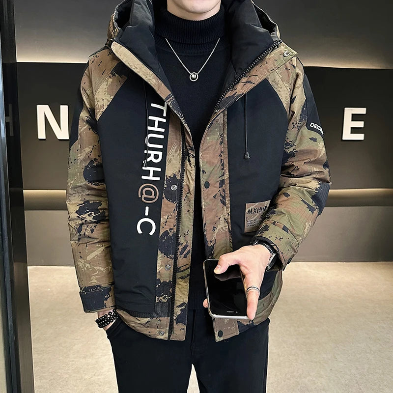 Men's Casual Winter Camouflage Hooded Down Jacket Camo Colors