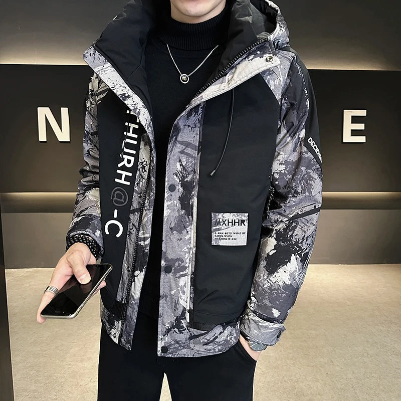Men's Casual Winter Camouflage Hooded Down Jacket Camo Colors