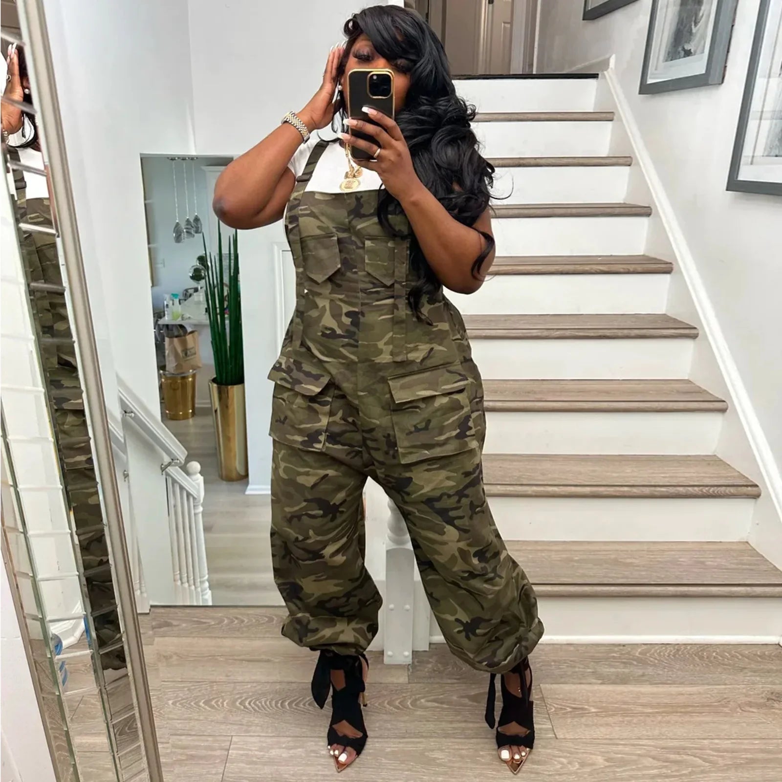 Women's Sleeveless Camouflage Cargo Jumpsuit for Summer | Camo Colors