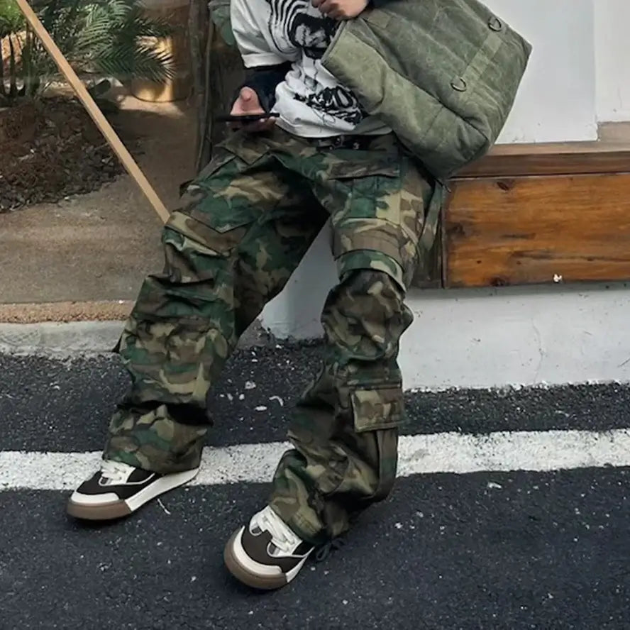 Men’s High Street Camo Patchwork Cargo Pants – Baggy Fit | Camo Colors