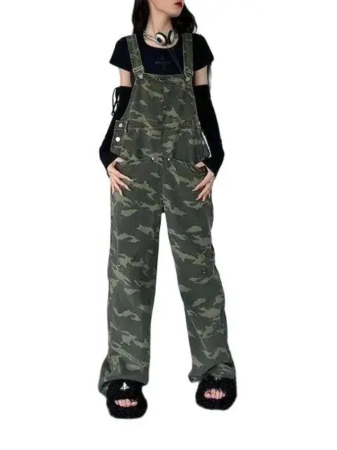 Women’s Camouflage High-Waisted Braces Jumpsuit | Camo Colors