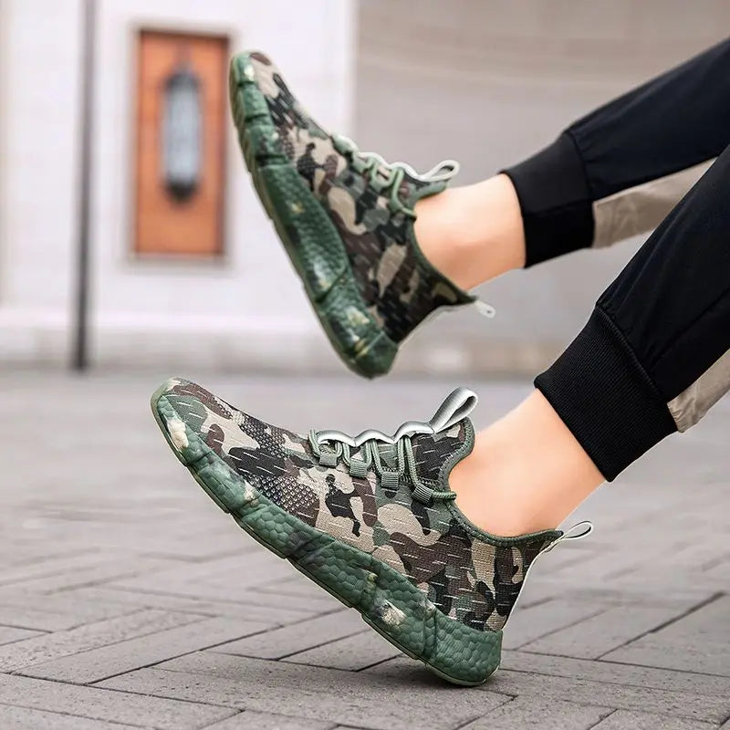 Mesh Thick Platform Casual Sneakers for Men | Camo Colors