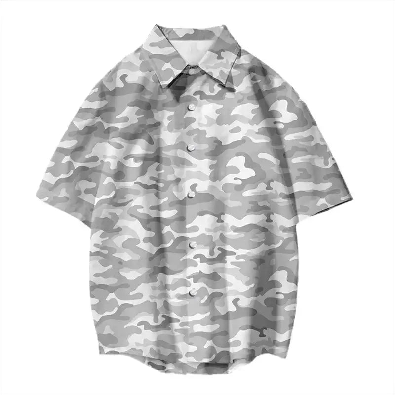Vintage Camouflage 3D Print Hawaiian Shirt – Casual Streetwear | Camo Colors