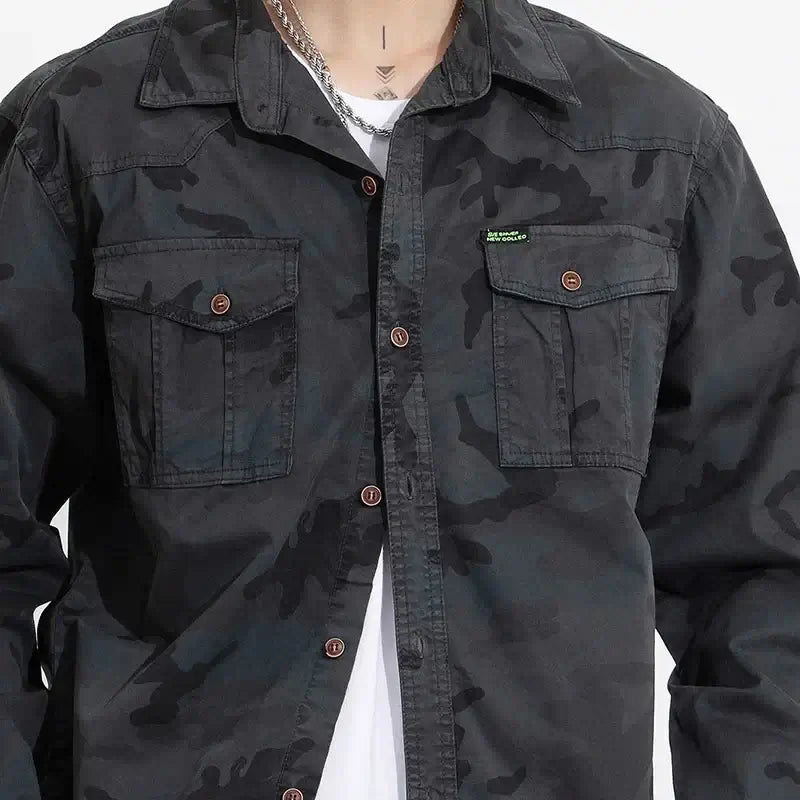 Men’s Camouflage Tactical Shirt – Cotton Relaxed Fit Military Top | Camo Colors