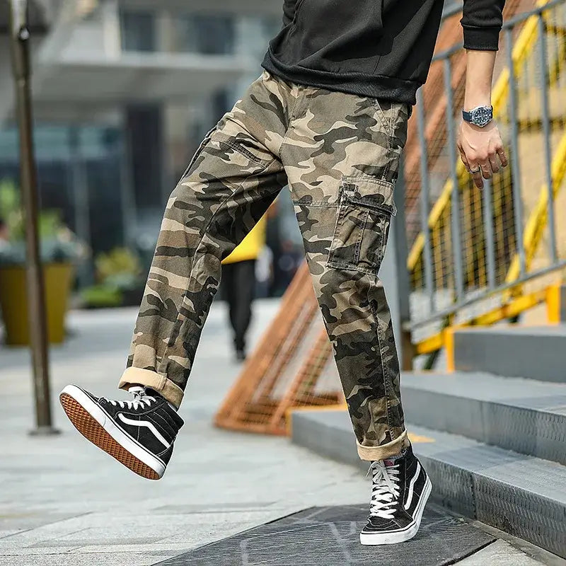 Men's Camouflage Overalls: Cotton Cargo Pants for Streetwear Camo Colors