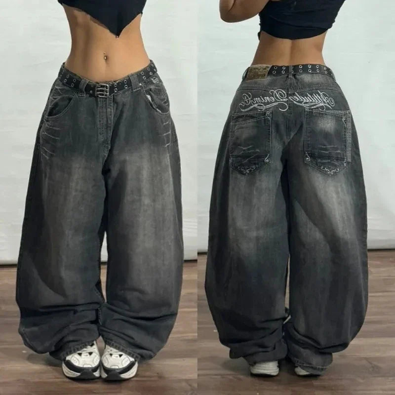 Y2K Gothic Vintage Baggy Cargo Jeans – High Waist Wide Leg Denim | Camo Colors