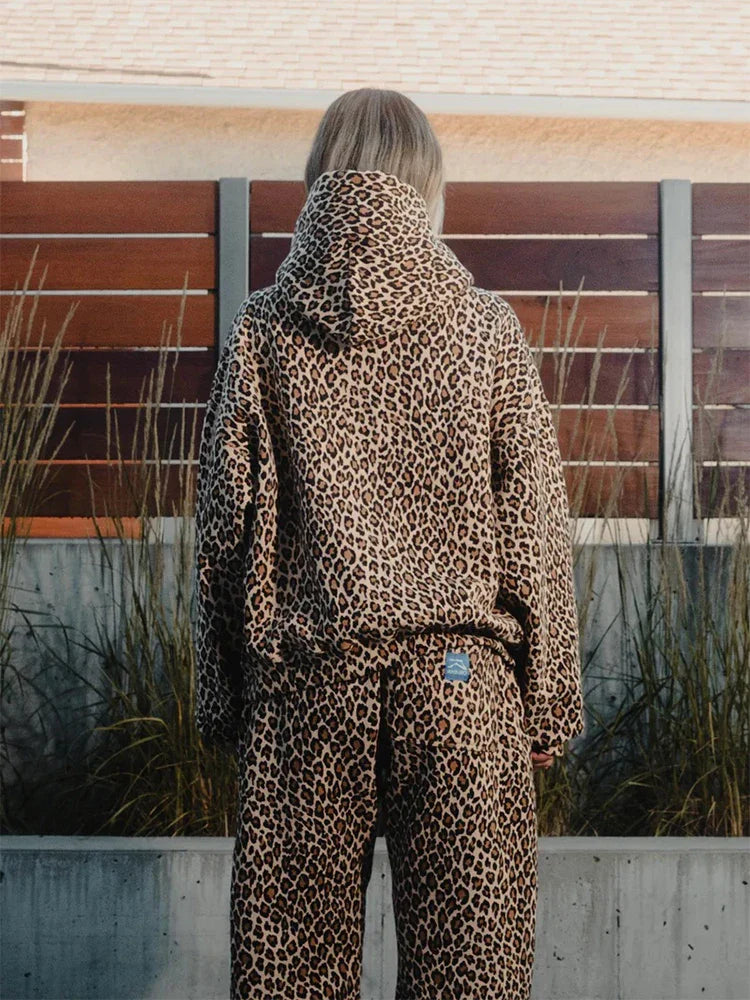 Y2K Streetwear Leopard Print Hoodie – Men's Oversized Pullover | Camo Colors