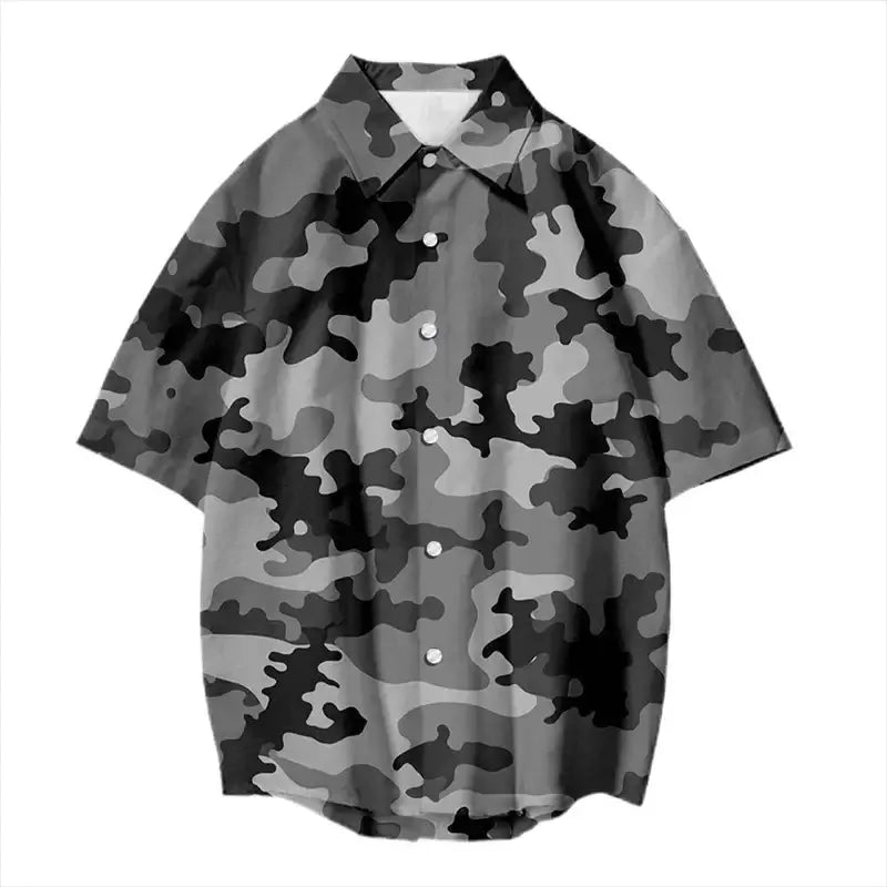 Vintage Camouflage 3D Print Hawaiian Shirt – Casual Streetwear | Camo Colors